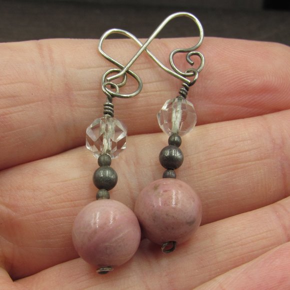 Jewelry - Sterling Silver Crystal & Stone Dangle Earrings